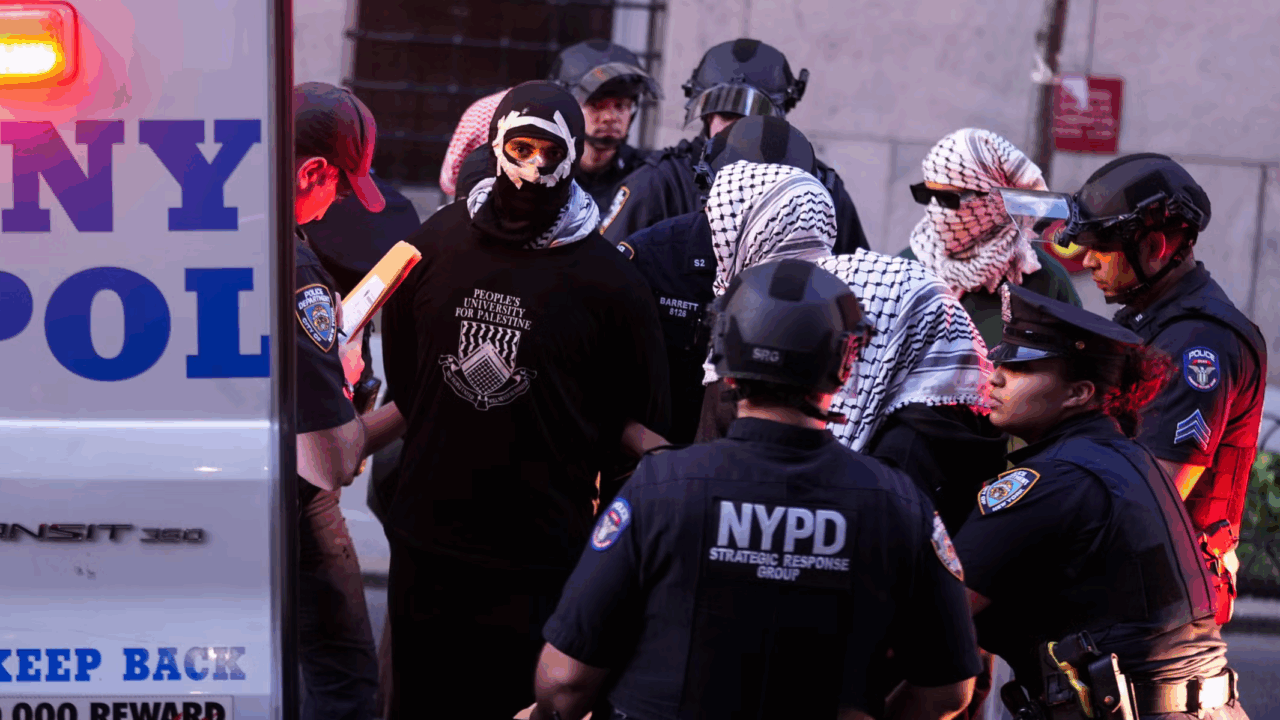 Protestors being arrested at Columbia University