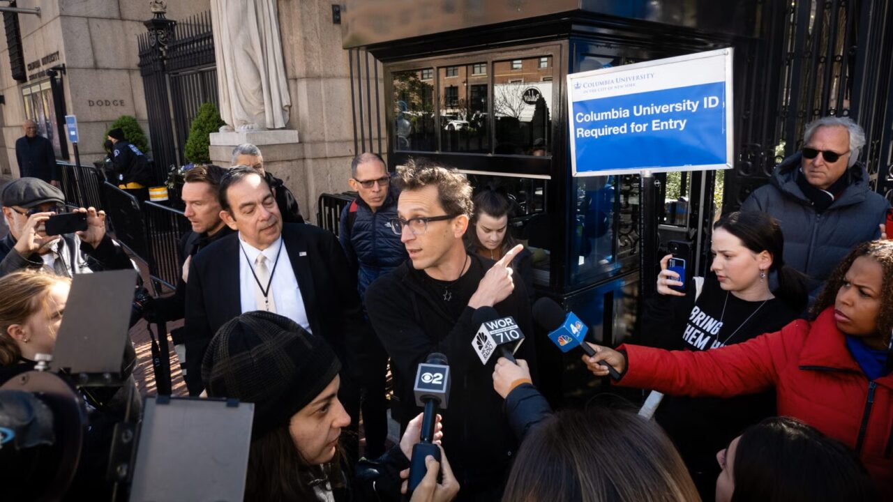 Professor Shai Davidai stands outside of Columbia University on April 22, 2024. (Luke Tress)