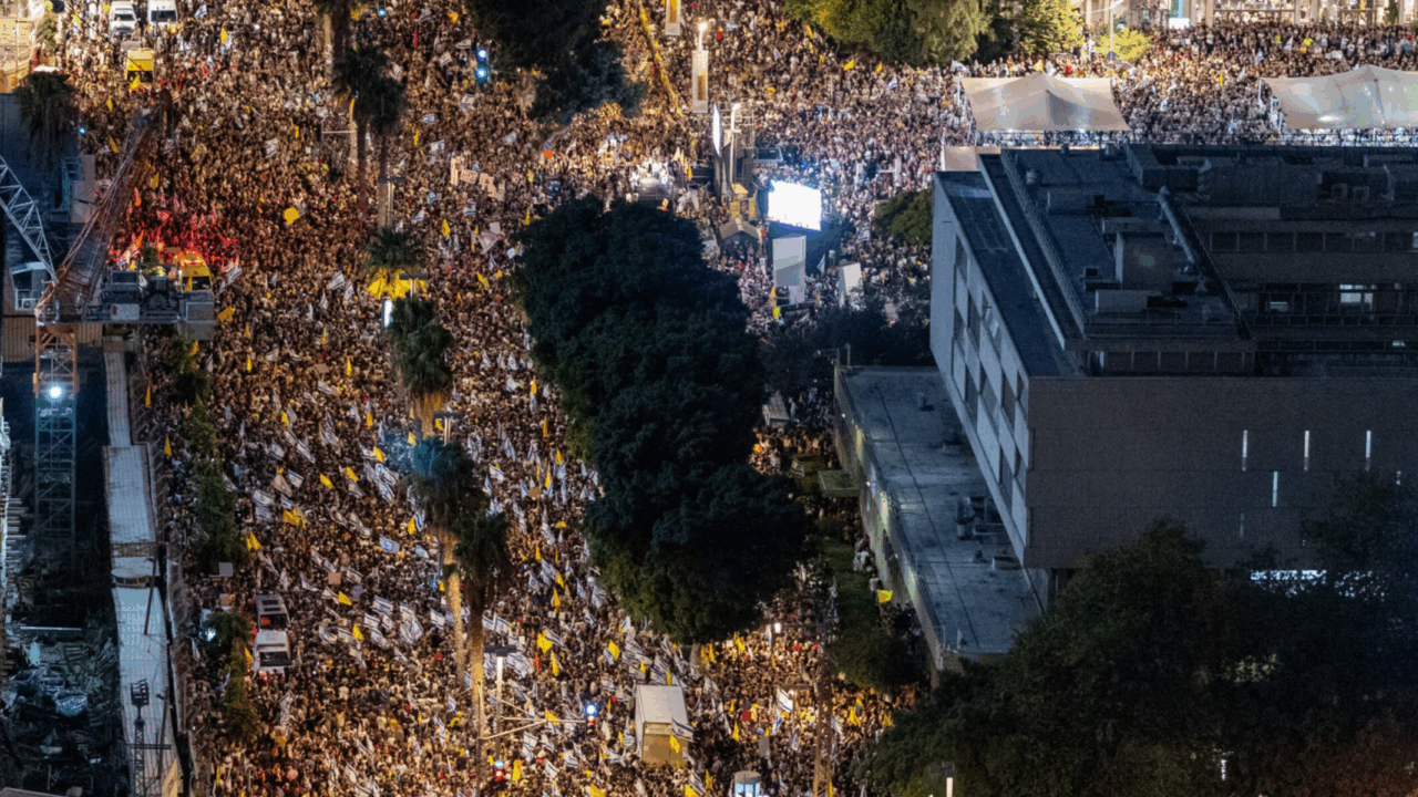 People gather at Hostage Square