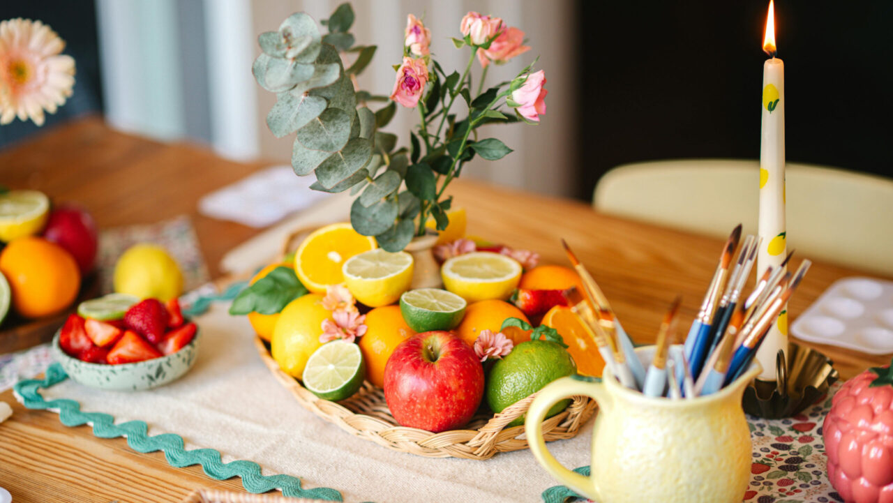 Arts project with apples.