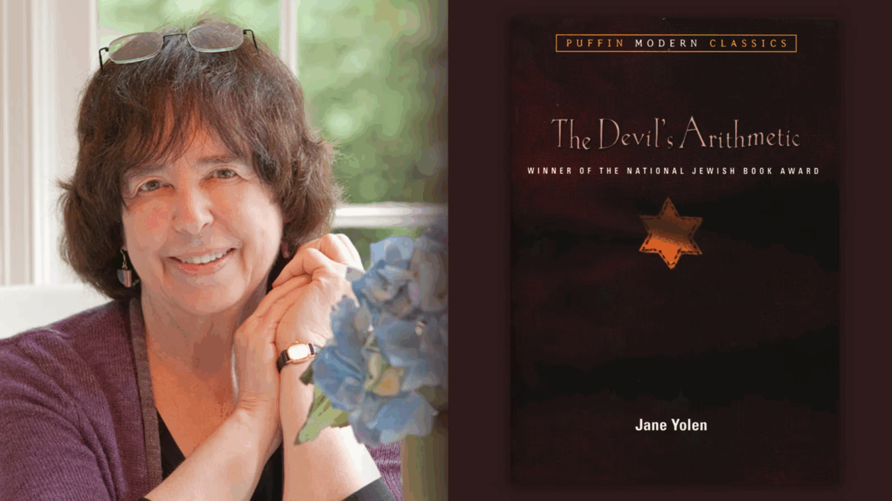 Author Jane Yolen and her book