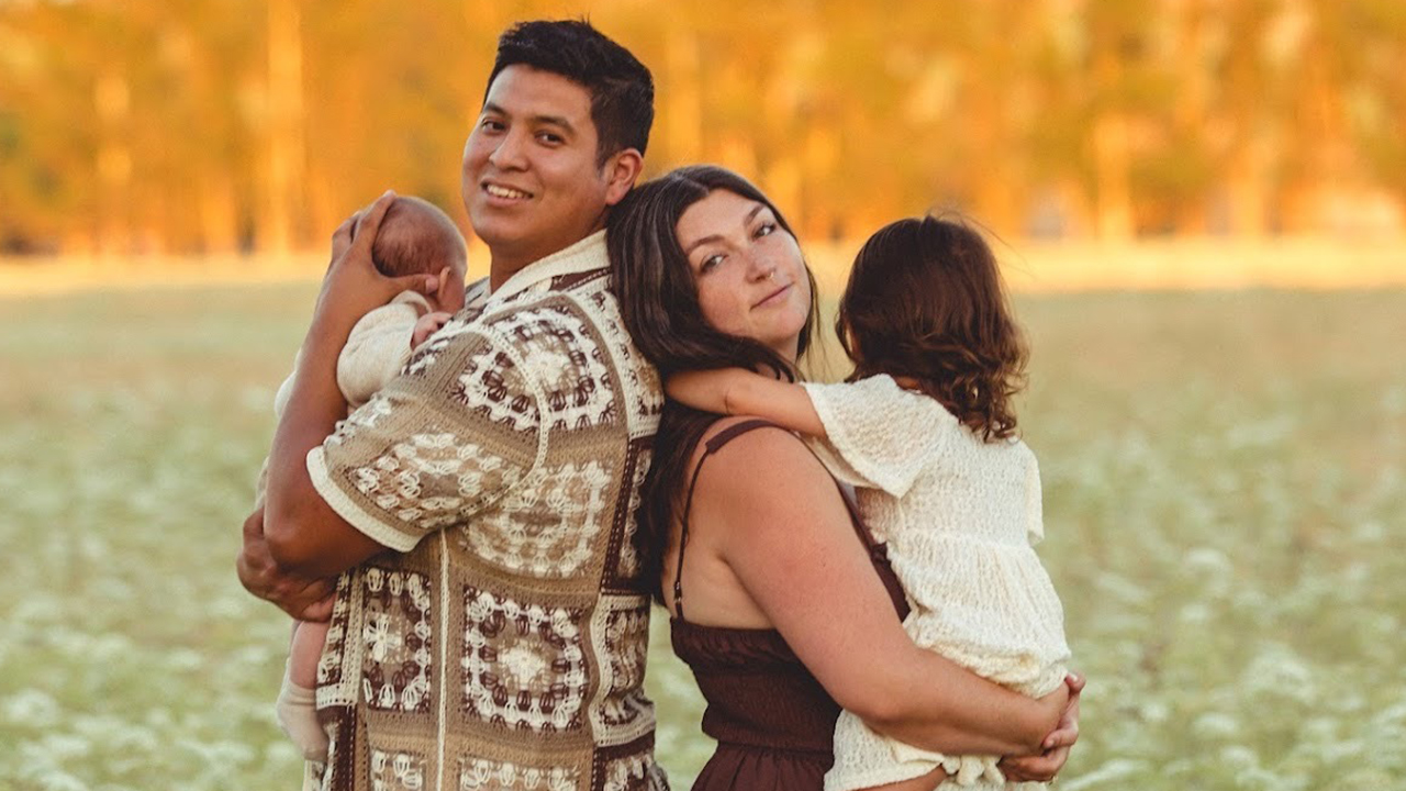 J. reporter Lea Loeb (right) with her husband George and their two kids. (Courtesy)