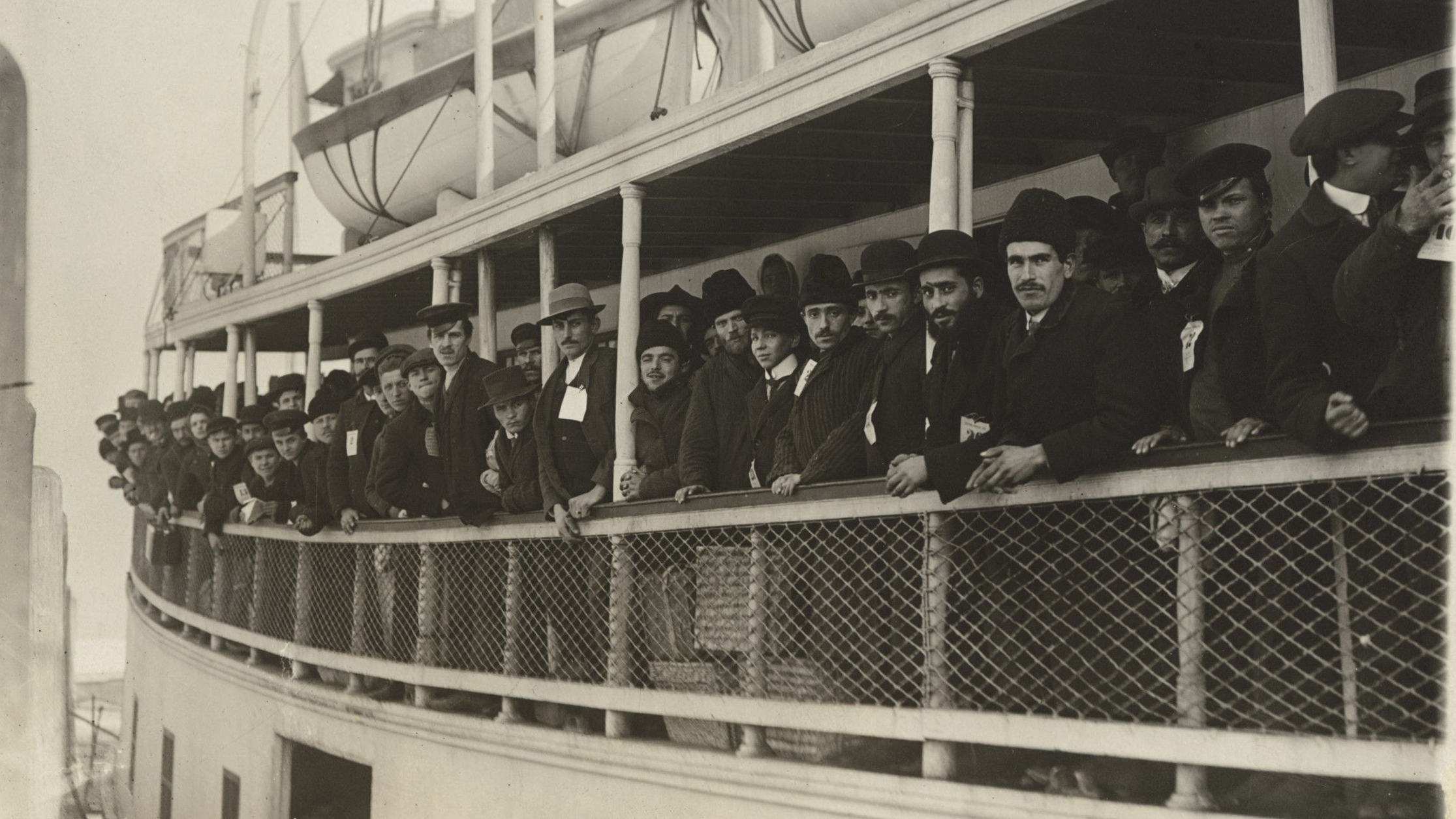 Immigrants on a ferry boat near Ellis Island. (Department of the Treasury, Public Health Service)