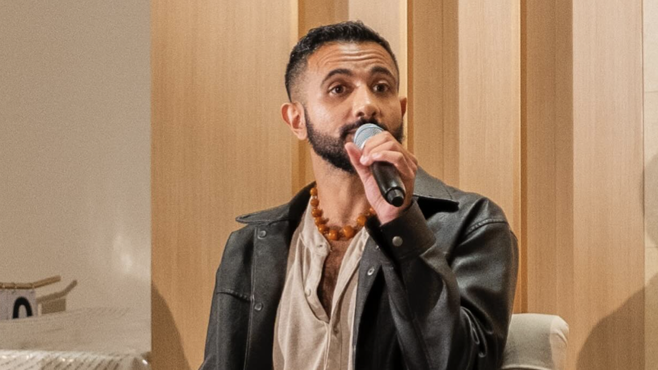 Luai Ahmed speaks at a Malka Productions event on Oct. 27 in San Francisco. (Courtesy Malka Productions)