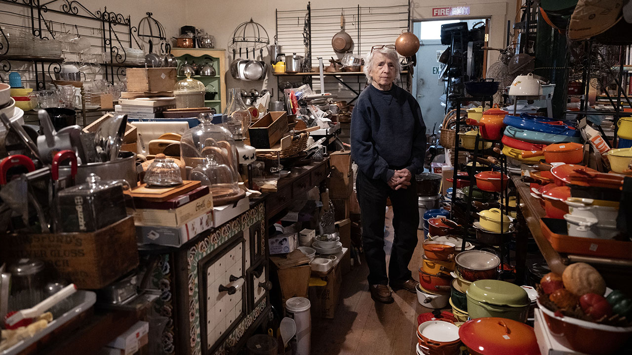 Cookin’ owner Judith Kaminsky stands in her kitchen supply store in San Francisco. (Aaron Levy-Wolins/J. Staff)