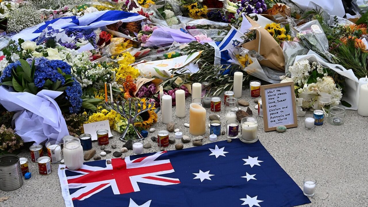 Bondi Beach memorial filled with flowers