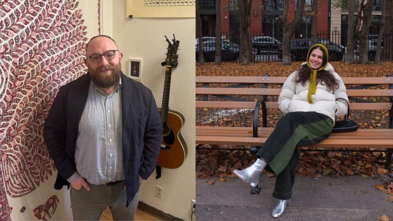 Rabbi Rafi Ellenson (L) and Rabbi Arielle Stein (R), the creators of the "Rabbinic Fit Check" Instagram account. (JTA/Rafi Ellenson)