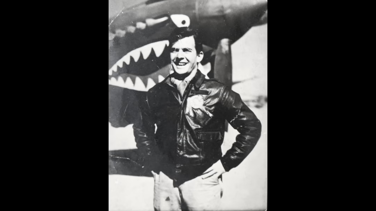 Morton Sher and his fighter plane