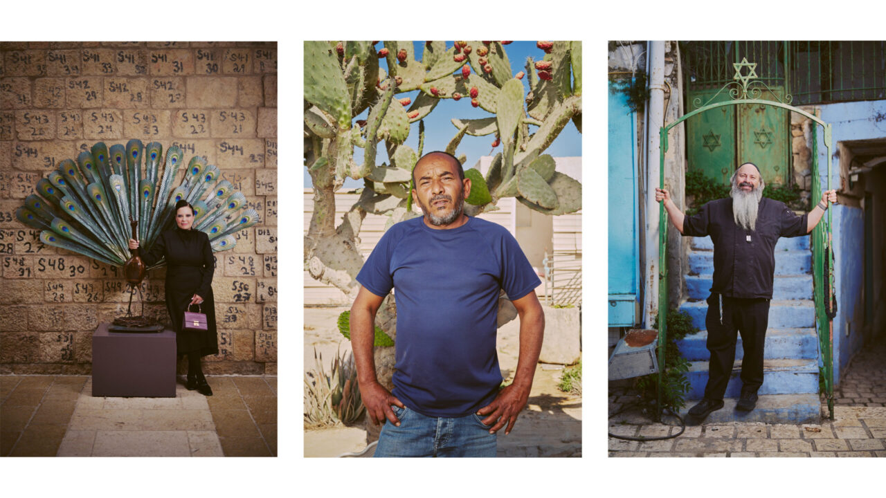 From left, Michal Sadan, 59, of Jerusalem; Mohamed Hassouna, 50, of Arad; and Zev Padway, 52, of Tsfat. (David Shlachter)