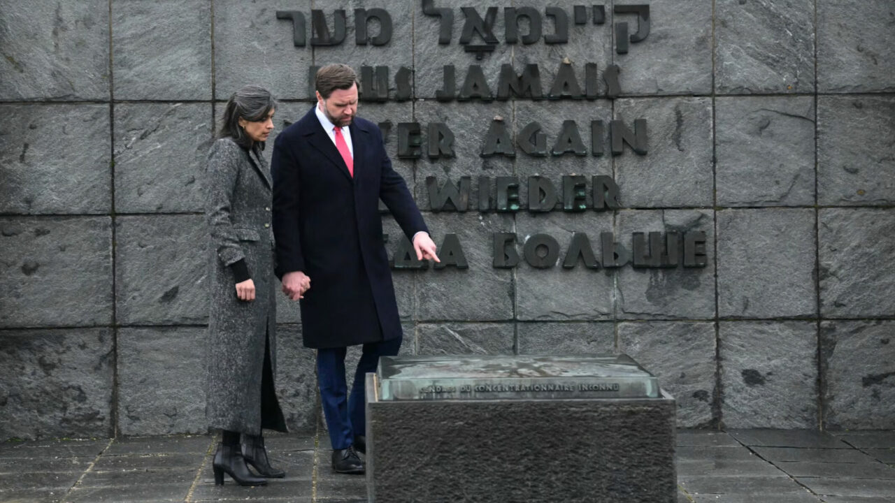 JD and Usha Vance at Dachau Concentration Camp memorial site