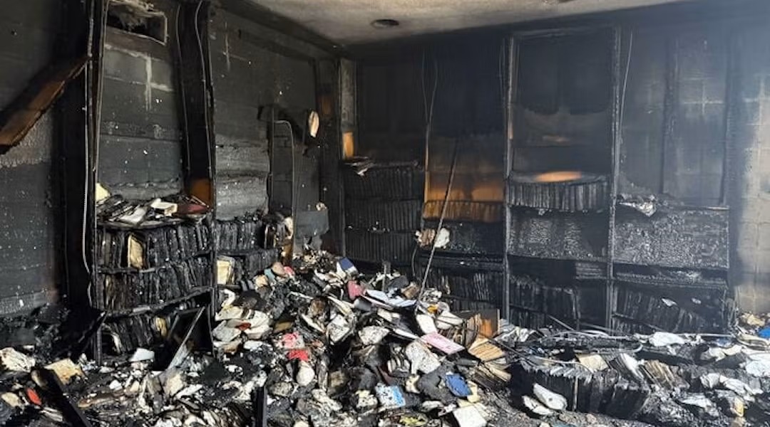 An arson fire on Jan. 10 caused extensive damage to the Beth Israel Congregation in Jackson, Mississippi. (Beth Israel Congregation)