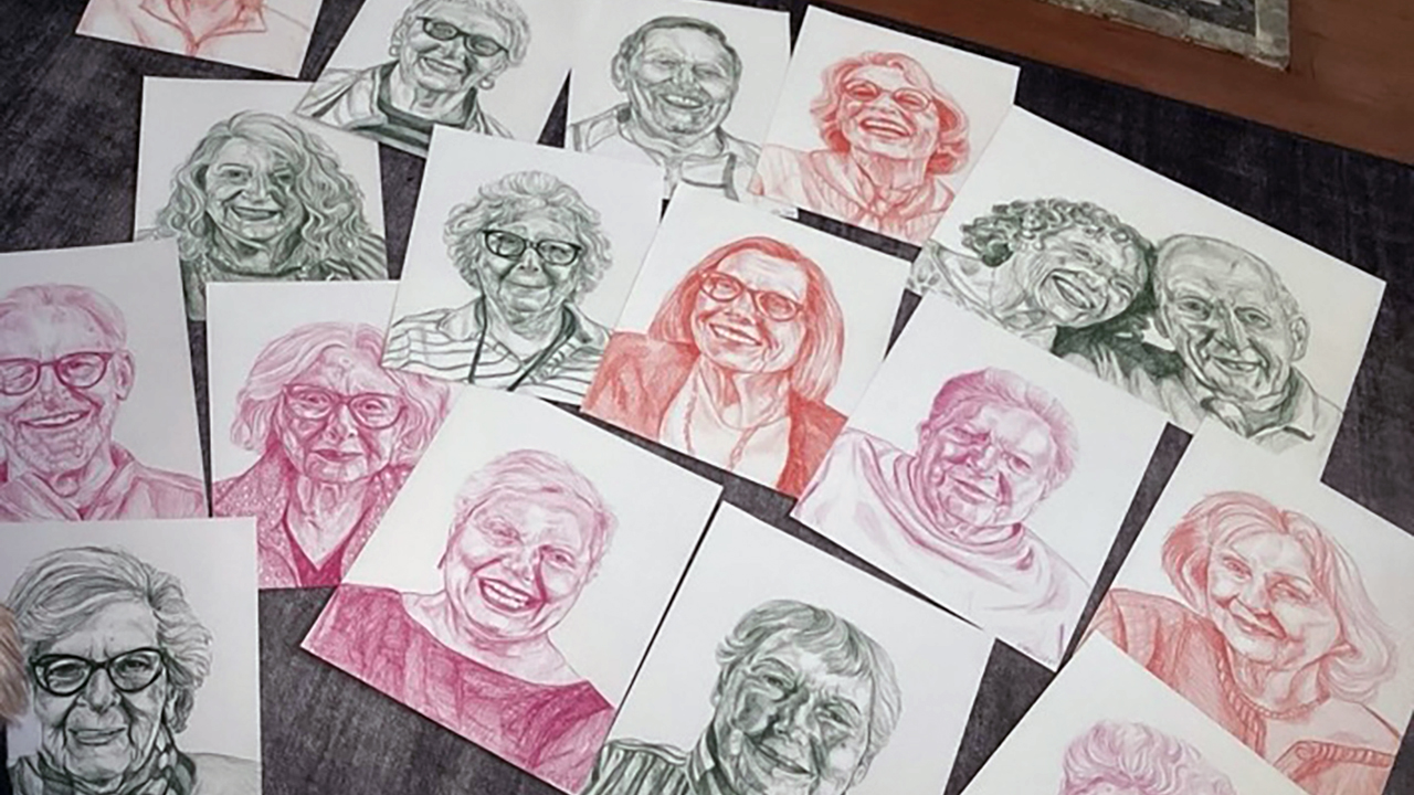 Portraits drawn by Carly Francis for the Intergenerational Portraiture Project. (Courtesy)