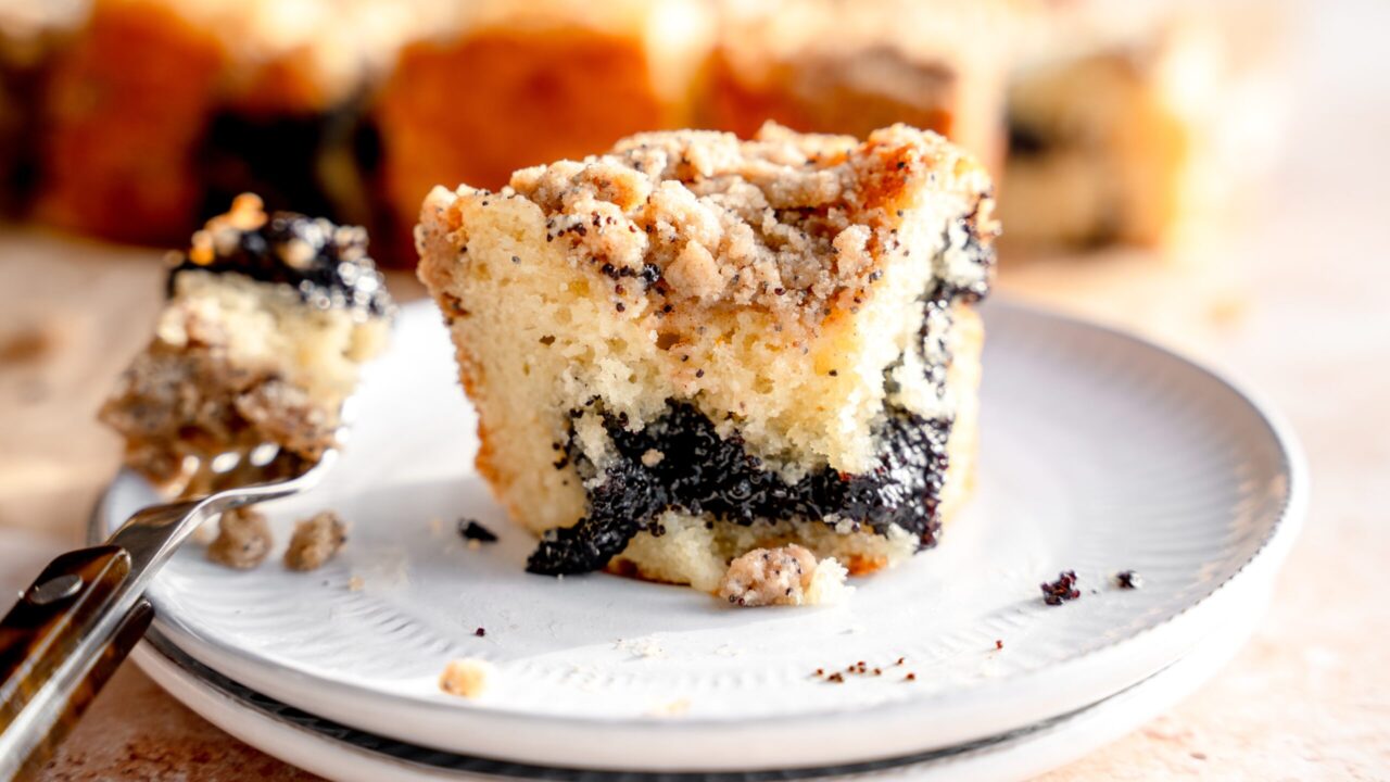 This Almond Poppy Coffee Cake takes a beloved Purim dessert and tweaks it. (Micah Siva)