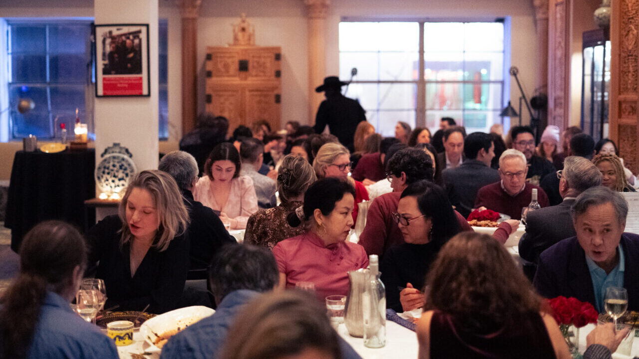 Diners enjoy the 2025 installment of the “Soy Vey” dinner at Fang Restaurant in San Francisco. (Emma LauLau)