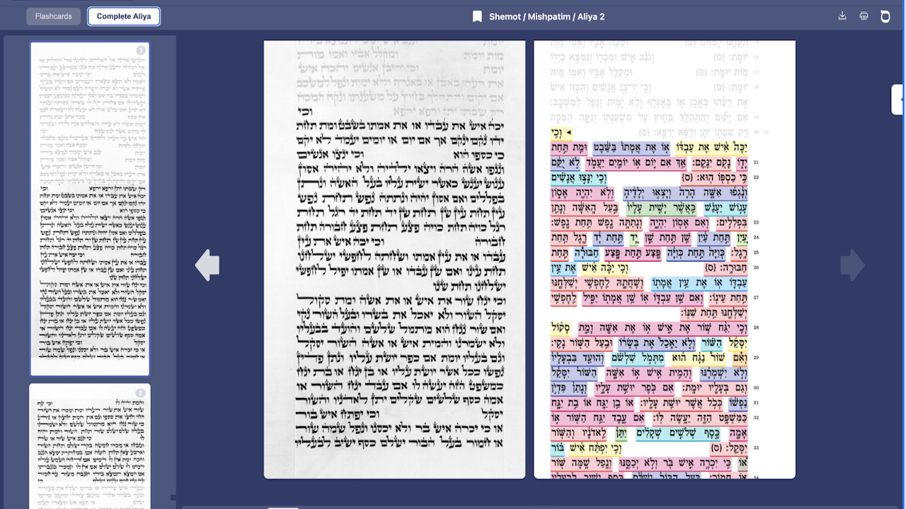 One of the learning features on Virtual Tikkun is color-coded trope. (Courtesy)