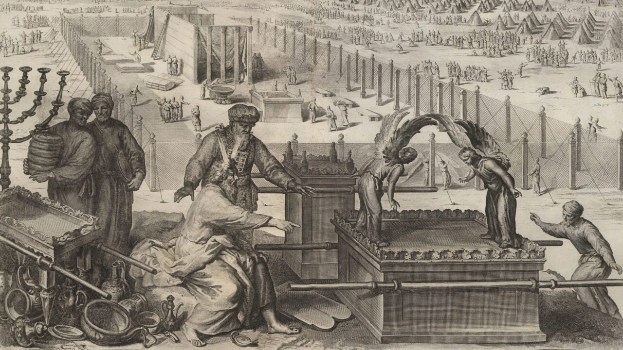 "The erection of the tabernacle and the sacred vessels" from "Figures de la Bible," 1728 (National Library of Poland via Wikipedia)