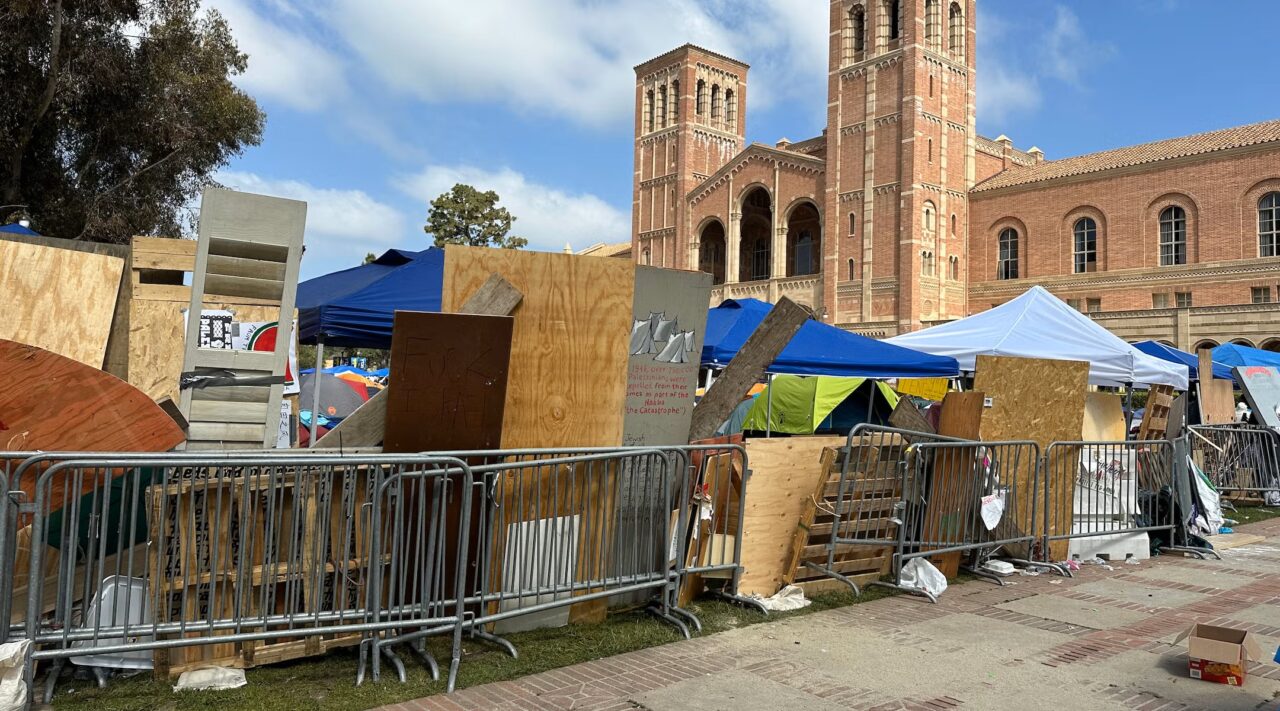 The pro-Palestinian encampment at UCLA was erected after the Oct. 7. 2023 attacks in Israel. (Jacob Gurvis)