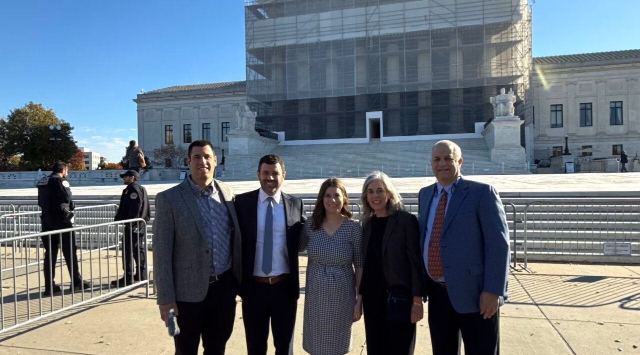 From left, Ben Woldenberg, Stephen Woldenberg, Elana Woldenberg Ruffman, Nadine Woldenberg and Rick Woldenberg infront of the Supreme Court building in Washington, D.C. (Courtesy Stephen Woldenberg)