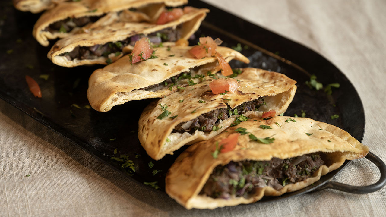 Arayes are meat-filled pitas that kids learn to make at culinary camp in Oakland. (Aaron Levy-Wolins/J. Staff)