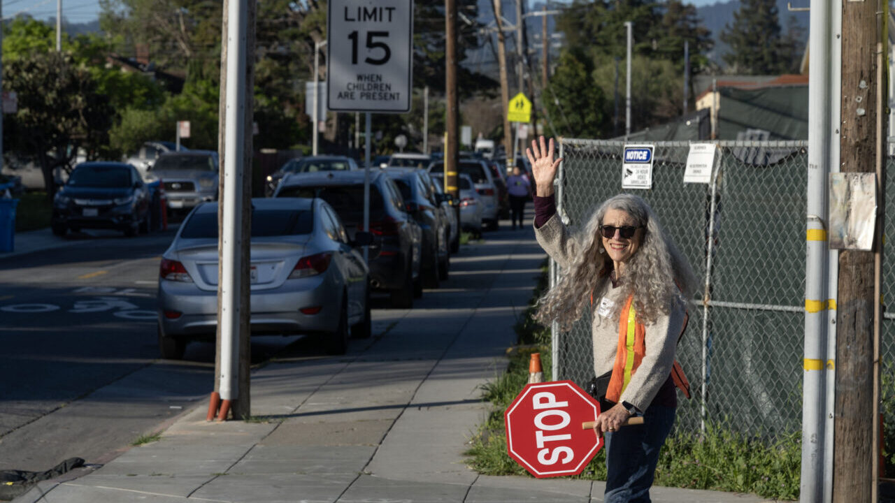 Nancy Bott volunteers as a crossing guard