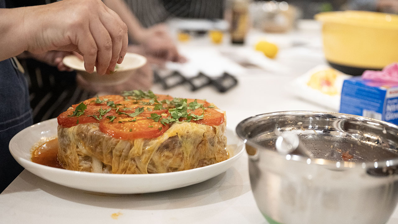 This Savory Cabbage Layer “Cake” with Meat is an alternative to stuffed cabbage. (Aaron Levy-Wolins/J. Staff)
