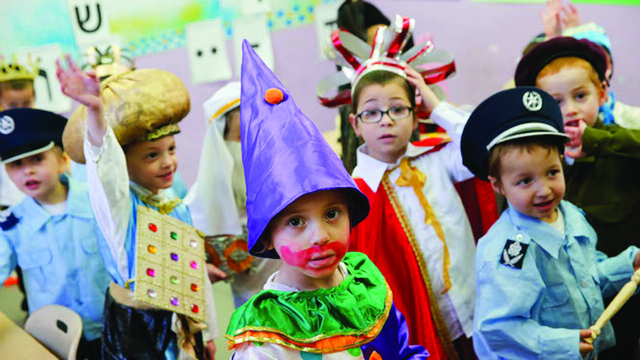 Kids in Purim costumes