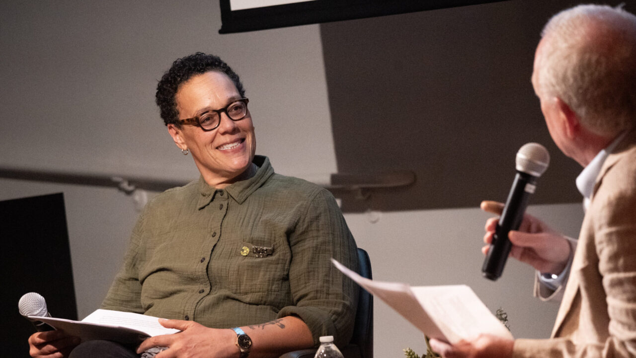 Ilana Kaufman (left), CEO of the Jews of Color Initiative, and Marc Dollinger, author of "Black Power, Jewish Politics: Reinventing the Alliance in the 1960s" Black Power, Jewish Politics speak at the Magnes Museum in Berkeley, Calif. on Thursday, Feb. 26, 2026. (Minh Connors/Jews of Color Initiative)