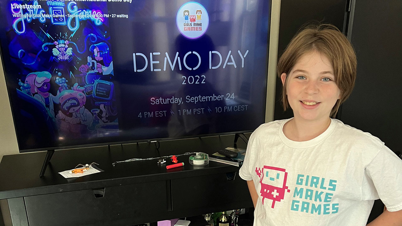 Ellie Freeman in 2022, the first year she attended Girls Make Games summer camp. (Courtesy)