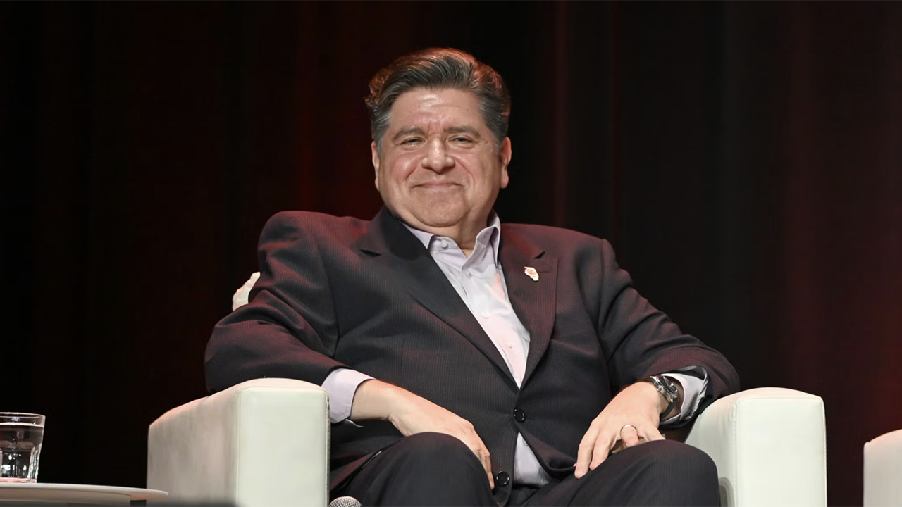 Illinois Gov. JB Pritzker speaks on stage during Vox Media's Pivot Tour at The Chicago Theatre on November 12, 2025 in Chicago. (Daniel Boczarski/Getty Images for Vox Media)