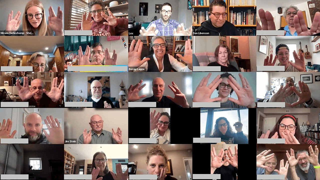 The ‘priestly blessing’ at a recent Judaism Unbound event on Zoom. (Courtesy of Lex Rofeberg)