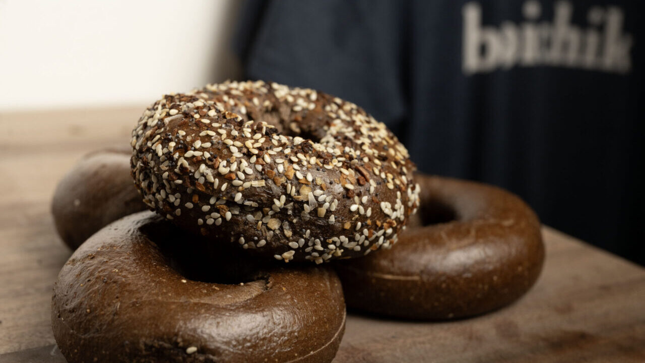 Pumpernickel (and pumperthingle!) bagels at Boichik Bagels in Oakland, April 10, 2026. (Aaron Levy-Wolins/J. Staff)