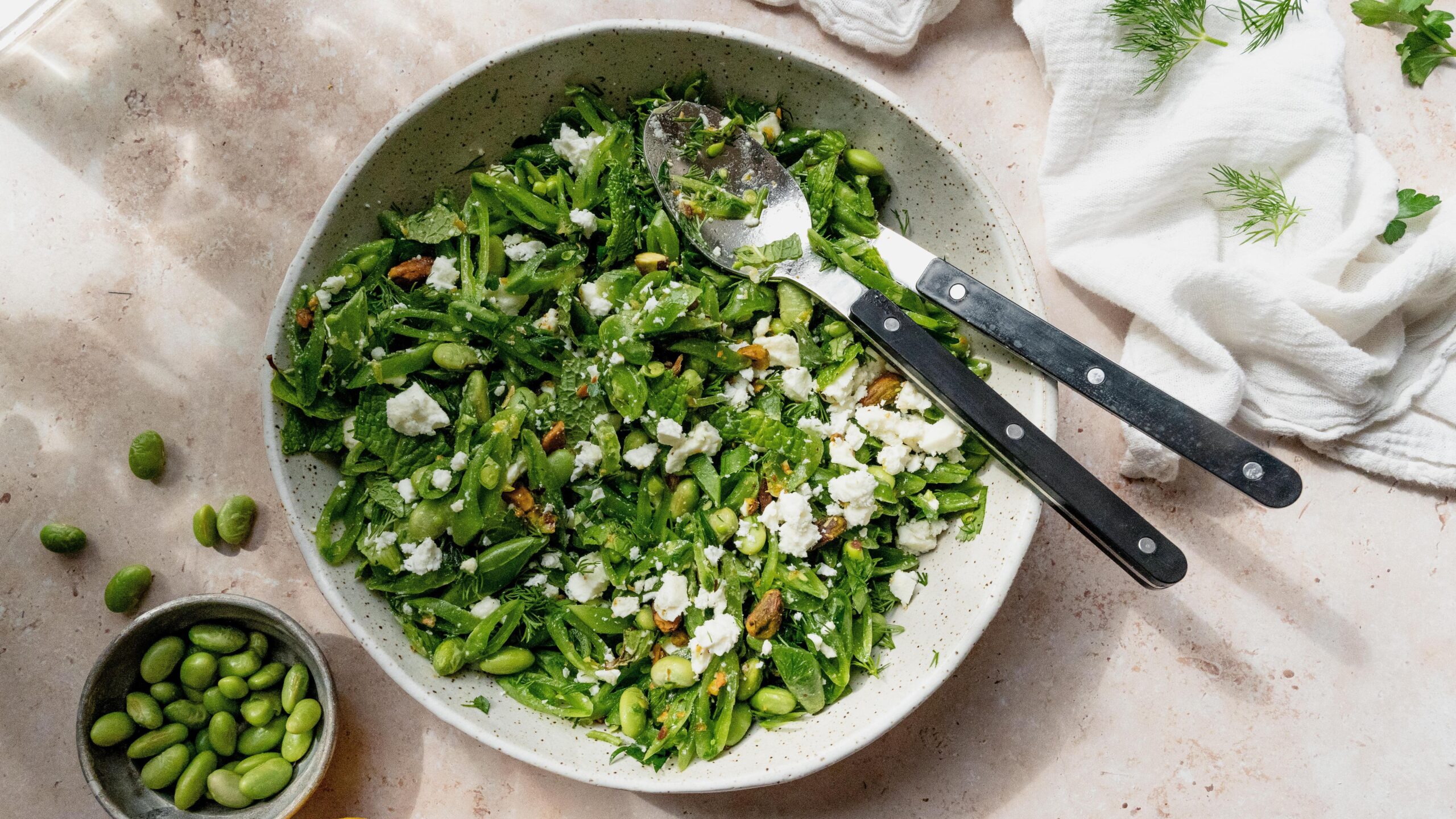 Sweet peas replace lettuce in this springtime salad. (Micah Siva)