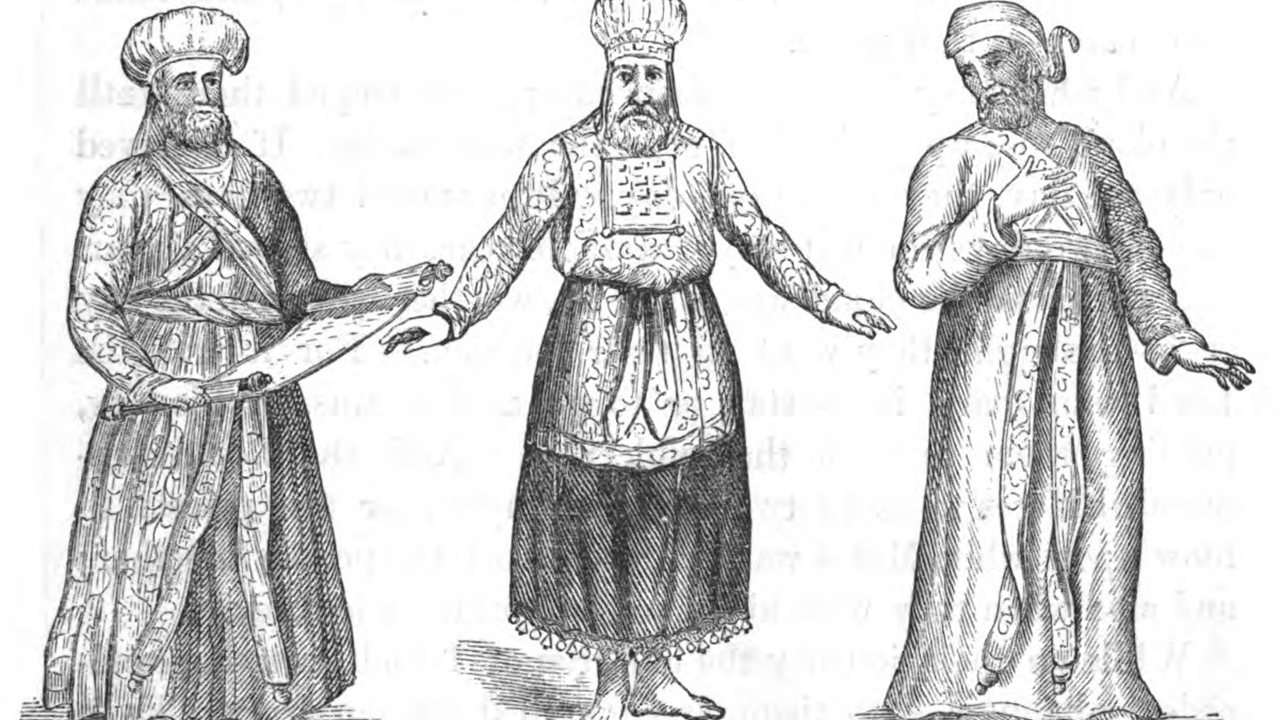 (From left) An ancient Israelite priest, high priest and a Levite (Charles Foster, 1873)