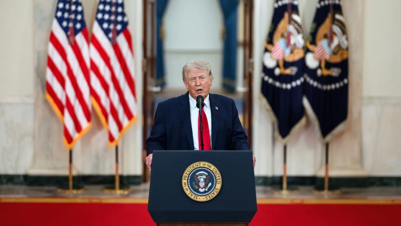 President Donald Trump addresses the nation on April 1 about the war in Iran. (White House Press Office)