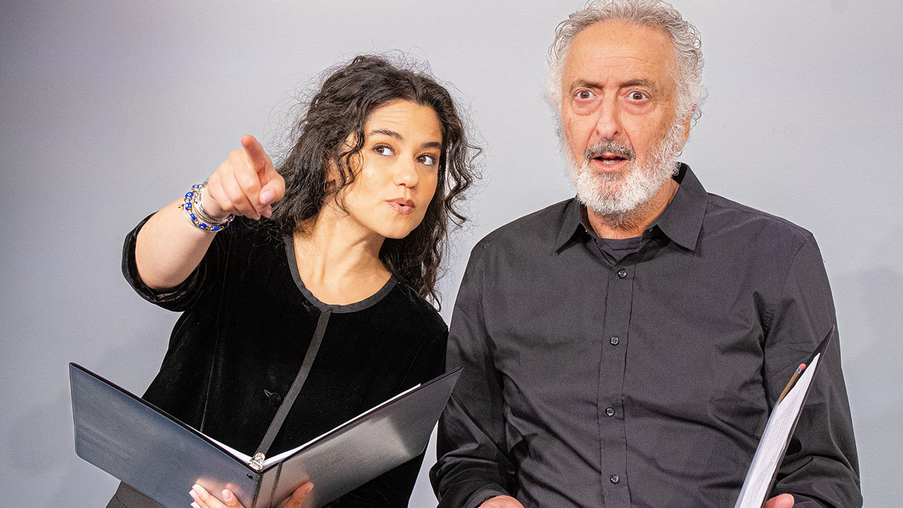 Zoë Hall and Marcelo Tubert take on multiple roles in “L’Chaim, America!” (David Chiu/Courtesy The Braid)