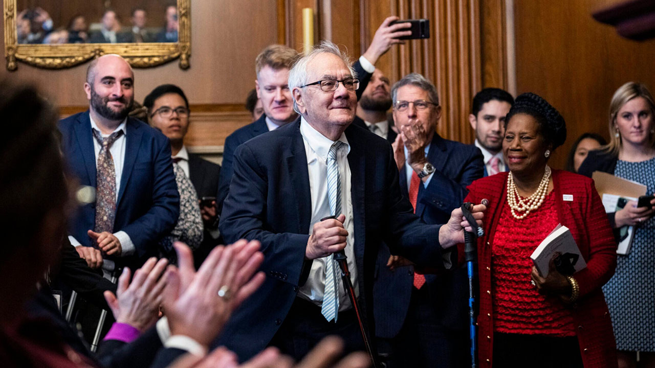 Former Rep. Barney Frank attends a bill enrollment ceremony after the House passed the Respect for Marriage Act in the U.S. Capitol, Dec. 8, 2022. (Tom Williams/CQ-Roll Call, Inc via Getty Images)