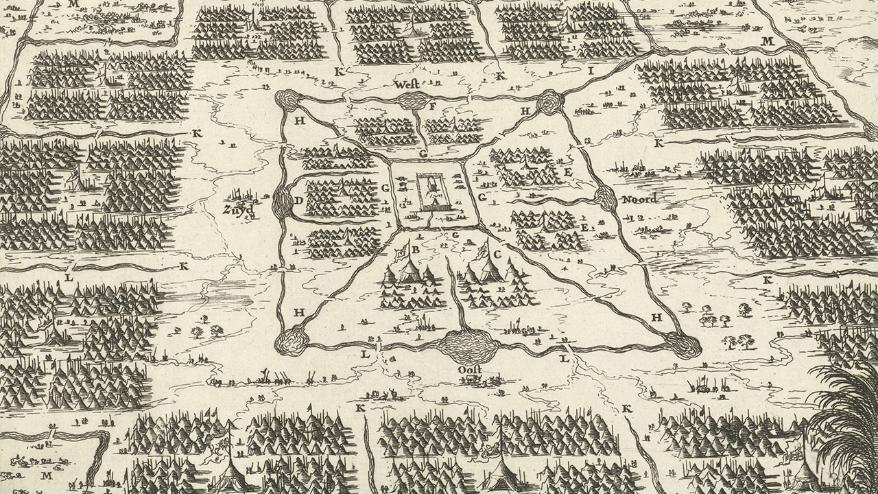 The Twelve Tribes of Israel camped around the Tabernacle from a 1683 etching by Jan Luyken.