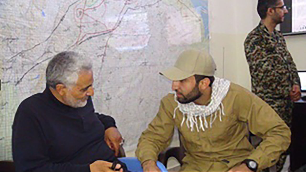 Mohammad al-Saadi, right, meets with former Quds Force commander Qasem Soleimani in an undated photograph that the U.S. Justice Department said came from al-Saadi's social media accounts. (DOJ)