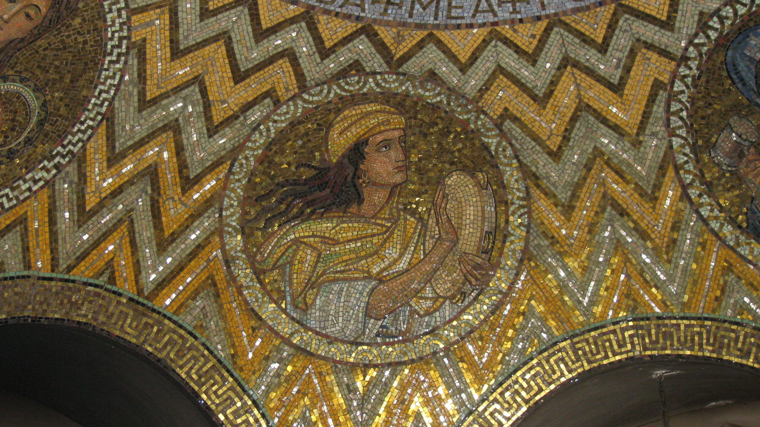 A mosaic of Miriam inside the Dormition Church in Jerusalem. (Radbod Commandeur/Photo by Deror Avi/CC BY-SA 3.0)