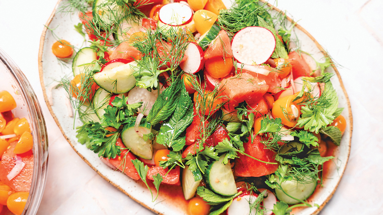 Pickled Watermelon Salad is perfect for backyard get-togethers. (Micah Siva)