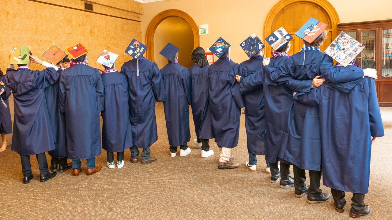 Members of the Jewish Community High School of the Bay Class of 2025 before their graduation ceremony. (Courtesy Lisa Duncan)