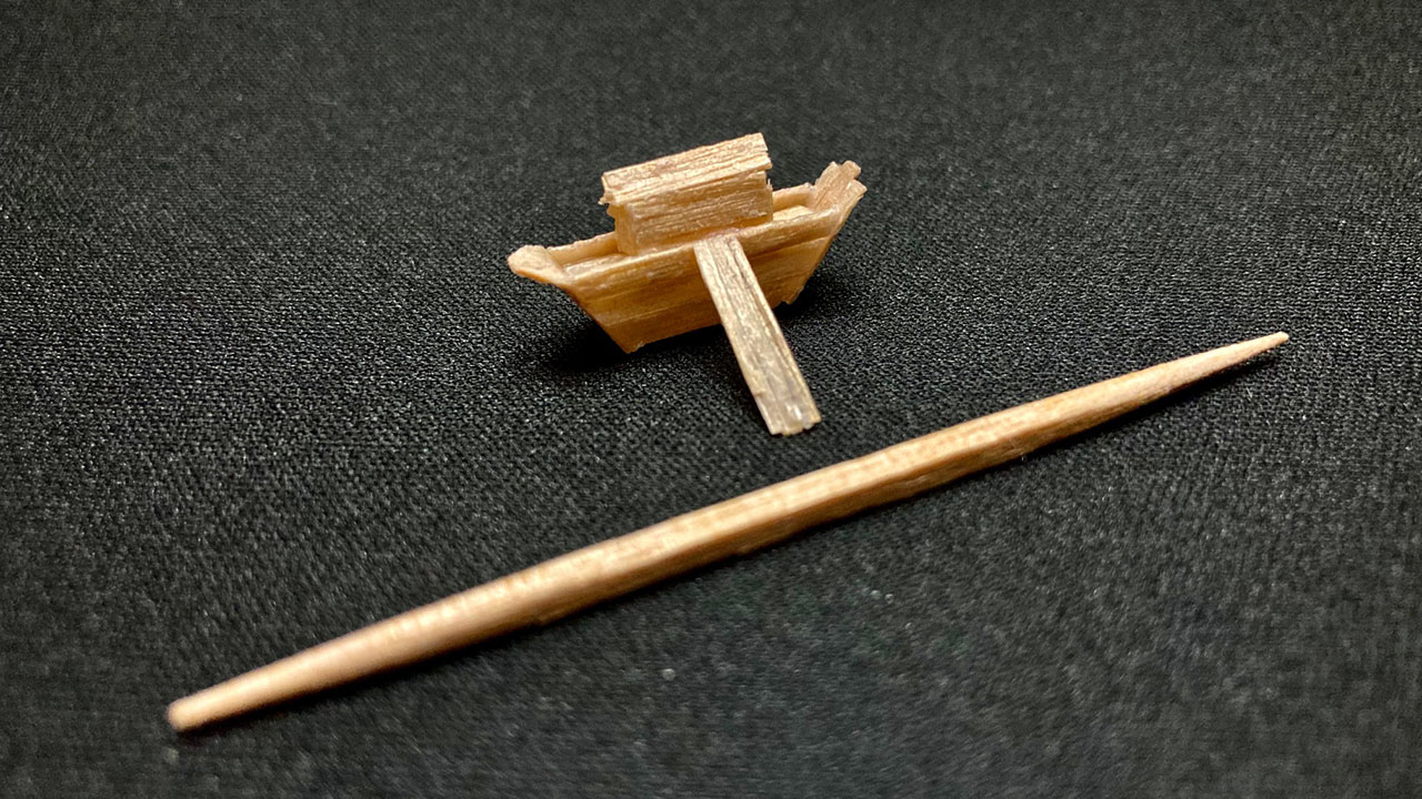 Steven Backman’s Noah's ark is crafted from the shavings of a single toothpick. (Courtesy/Steven Backman)