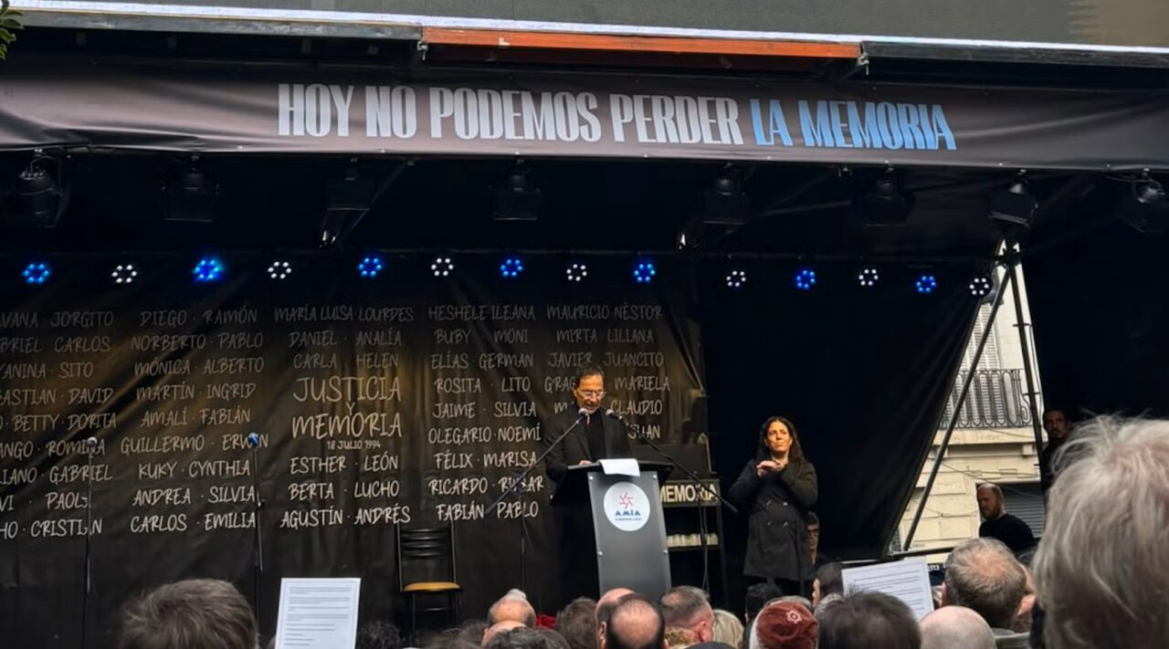 A gathering on July 17, 2026, memorialized the AMIA bombing in Buenos Aires 32 years ago. (Juan Melamed)