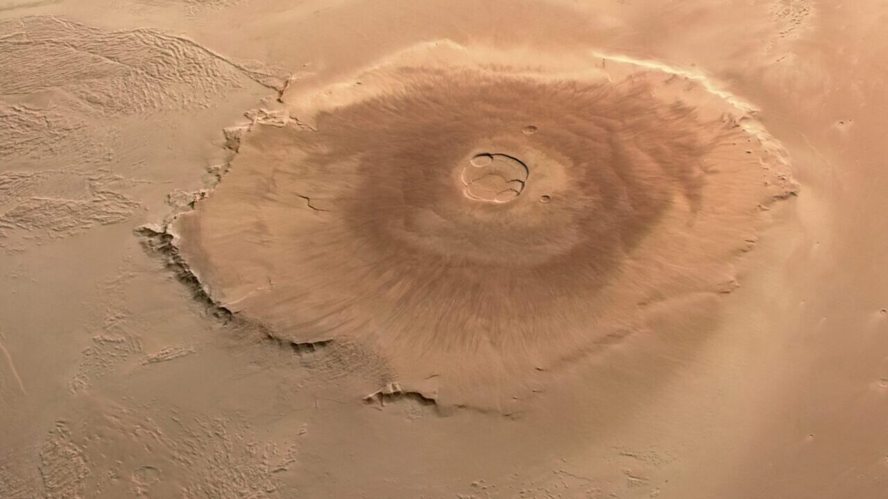 Olympus Mons, the largest volcano on Mars. (European Space Agency)